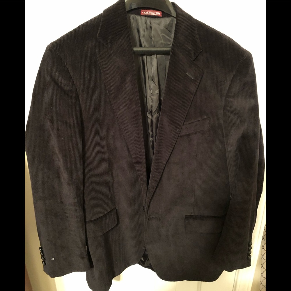 Men Black Velour Corduroy Jacket